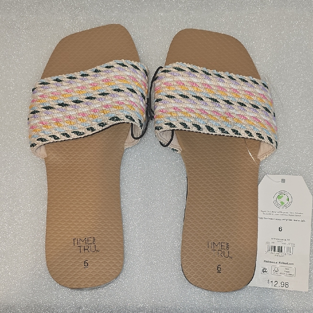 Time and Tru Women's Size 6 Woven Slide New - Picture 2 of 14